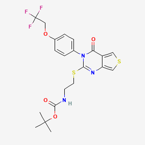 molecular formula C21H22F3N3O4S2 B8557858 Tert-butyl [2-({4-oxo-3-[4-(2,2,2-trifluoroethoxy)phenyl]-3,4-dihydrothieno[3,4-d]pyrimidin-2-yl}sulfanyl)ethyl]carbamate 