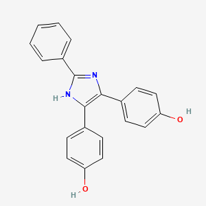 molecular formula C21H16N2O2 B8558618 Phenol, 4,4'-(2-phenyl-1H-imidazole-4,5-diyl)bis- CAS No. 121430-57-7