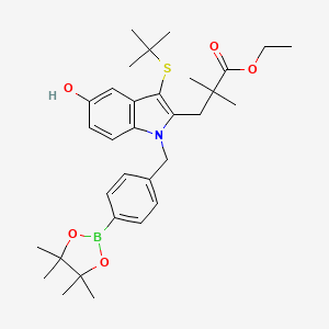 molecular formula C32H44BNO5S B8559064 Ethyl 3-(3-(tert-butylthio)-5-hydroxy-1-(4-(4,4,5,5-tetramethyl-1,3,2-dioxaborolan-2-yl)benzyl)-1H-indol-2-yl)-2,2-dimethylpropanoate 