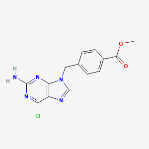molecular formula C14H12ClN5O2 B8559468 Benzoic acid, 4-[(2-amino-6-chloro-9H-purin-9-yl)methyl]-, methyl ester CAS No. 101134-10-5