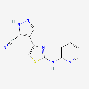 4-(2-(pyridin-2-ylamino)thiazol-4-yl)-1H-pyrazole-5-carbonitrile