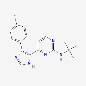 molecular formula C17H18FN5 B8560319 N-tert-butyl-4-(4-(4-fluorophenyl)-1H-imidazol-5-yl)pyrimidin-2-amine 