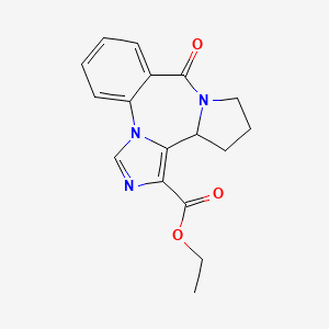 molecular formula C17H17N3O3 B8561105 Ethyl 9-oxo-11,12,13,13a-tetrahydro-9H-benzo[e]imidazo[5,1-c]pyrrolo[1,2-a][1,4]diazepine-1-carboxylate 