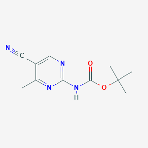 molecular formula C11H14N4O2 B8561187 tert-butyl(5-cyano-4-methylpyrimidin-2-yl)carbamate 