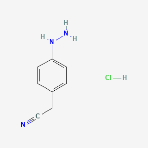 molecular formula C8H10ClN3 B8561400 2-(4-hydrazinylphenyl)acetonitrile;hydrochloride 