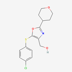 {5-[(4-chlorophenyl)sulfanyl]-2-(tetrahydro-2H-pyran-4-yl)-1,3-oxazol-4-yl}methanol