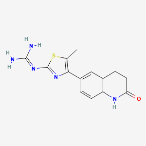 molecular formula C14H15N5OS B8562452 N''-[5-methyl-4-(2-oxo-1,2,3,4-tetrahydroquinolin-6-yl)-1,3-thiazol-2-yl]guanidine 