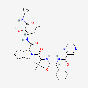2-[2-[[2-cyclohexyl-2-(pyrazine-2-carbonylamino)acetyl]amino]-3,3-dimethylbutanoyl]-N-[1-(cyclopropylamino)-2-hydroxy-1-oxohexan-3-yl]-3,3a,4,5,6,6a-hexahydro-1H-cyclopenta[c]pyrrole-3-carboxamide