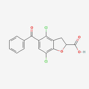 molecular formula C16H10Cl2O4 B8563024 5-Benzoyl-4,7-dichloro-2,3-dihydro-1-benzofuran-2-carboxylic acid CAS No. 107804-70-6