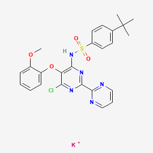 molecular formula C25H24ClKN5O4S B8563094 p-Tert-butyl-n-[6-chloro-5-(2-methoxyphenoxy)-2-(2-pyrimidinyl)-4-pyrimidinyl]benzenesulfonamide potassium salt 