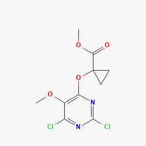 molecular formula C10H10Cl2N2O4 B8563170 methyl 1-(2,6-dichloro-5-methoxypyrimidin-4-yl)oxycyclopropane-1-carboxylate 