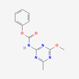 molecular formula C12H12N4O3 B8563298 phenyl(4-methoxy-6-methyl-1,3,5-triazin-2-yl)carbamate CAS No. 87483-75-8