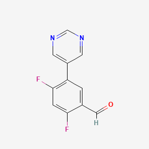 molecular formula C11H6F2N2O B8563466 2,4-Difluoro-5-(pyrimidin-5-yl)benzaldehyde 