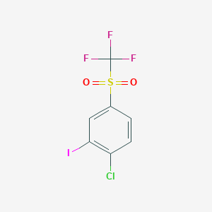 molecular formula C7H3ClF3IO2S B8563507 1-Chloro-2-iodo-4-[(trifluoromethyl)sulfonyl]benzene 