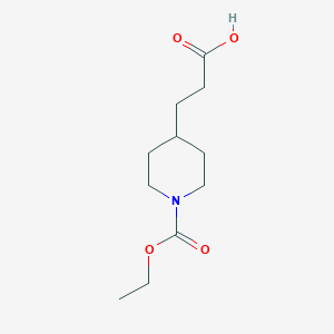 molecular formula C11H19NO4 B8563572 1-(Ethoxycarbonyl)-4-piperidinepropanoic acid 