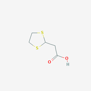 molecular formula C5H8O2S2 B8564443 (1,3-Dithiolan-2-yl)acetic acid 