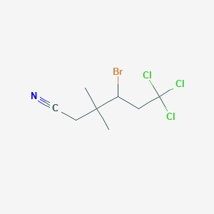 molecular formula C8H11BrCl3N B8564935 4-Bromo-6,6,6-trichloro-3,3-dimethylhexanenitrile CAS No. 61863-97-6