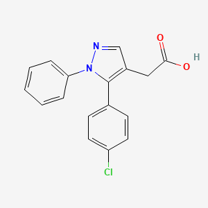 molecular formula C17H13ClN2O2 B8565516 Pyrazole-4-acetic acid, 5-(p-chlorophenyl)-1-phenyl- 