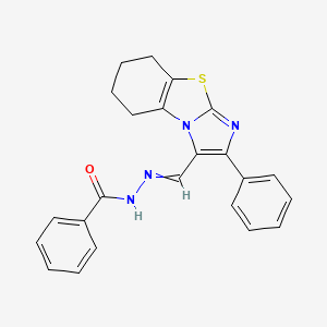 N'-({4-phenyl-7-thia-2,5-diazatricyclo[6.4.0.0^{2,6}]dodeca-1(8),3,5-trien-3-yl}methylidene)benzohydrazide