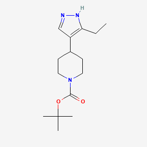 molecular formula C15H25N3O2 B8566278 tert-butyl 4-(5-ethyl-1H-pyrazol-4-yl)piperidine-1-carboxylate 