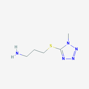 molecular formula C5H11N5S B8566315 1-Methyl-5-(3-aminopropylthio)-1,2,3,4-tetrazole 