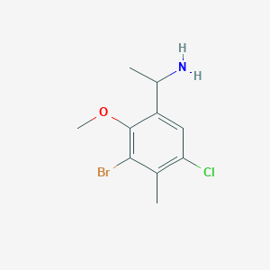 molecular formula C10H13BrClNO B8566761 1-(3-Bromo-5-chloro-2-methoxy-4-methylphenyl)ethanamine 