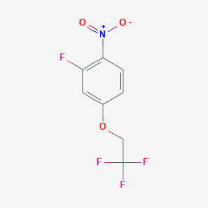 molecular formula C8H5F4NO3 B8567219 Benzene, 2-fluoro-1-nitro-4-(2,2,2-trifluoroethoxy)- 