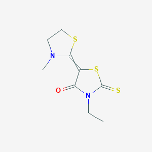 molecular formula C9H12N2OS3 B085675 4-Thiazolidinone, 3-ethyl-5-(3-methyl-2-thiazolidinylidene)-2-thioxo- CAS No. 10505-45-0