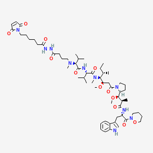 molecular formula C59H92N10O12 B8567698 N-(4-{2-[6-(2,5-dioxo-2,5-dihydro-1H-pyrrol-1-yl)hexanoyl]hydrazino}-4-oxobutyl)-N-methyl-L-valyl-N-[(3R,4S,5S)-1-{(2S)-2-[(1R,2R)-3-{[(2S)-3-(1H-indol-3-yl)-1-(1,2-oxazinan-2-yl)-1-oxopropan-2-yl]amino}-1-methoxy-2-methyl-3-oxopropyl]pyrrolidin-1-yl}-3-methoxy-5-methyl-1-oxoheptan-4-yl]-N-methyl-L-valinamide 