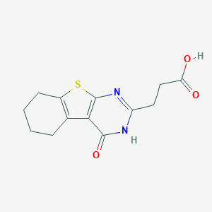molecular formula C13H14N2O3S B008568 3-(4-氧代-3,4,5,6,7,8-六氢[1]苯并噻吩[2,3-d]嘧啶-2-基)丙酸 CAS No. 109164-47-8