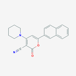 2H-Pyran-3-carbonitrile, 6-(2-naphthalenyl)-2-oxo-4-(1-piperidinyl)-