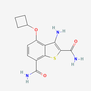 molecular formula C14H15N3O3S B8569499 Benzo[b]thiophene-2,7-dicarboxamide, 3-amino-4-(cyclobutyloxy)- CAS No. 840480-95-7