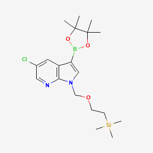 molecular formula C19H30BClN2O3Si B8570045 5-chloro-3-(tetramethyl-1,3,2-dioxaborolan-2-yl)-1-{[2-(trimethylsilyl)ethoxy]methyl}-1H-pyrrolo[2,3-b]pyridine 