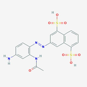molecular formula C18H16N4O7S2 B085701 1,5-Naphthalenedisulfonic acid, 3-[[2-(acetylamino)-4-aminophenyl]azo]- CAS No. 117-88-4