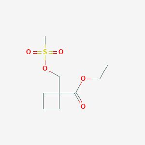 molecular formula C9H16O5S B8570500 Ethyl 1-{[(methylsulfonyl)oxy]methyl}cyclobutanecarboxylate 