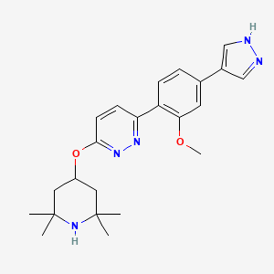 molecular formula C23H29N5O2 B8570726 3-[2-methoxy-4-(1H-pyrazol-4-yl)phenyl]-6-(2,2,6,6-tetramethylpiperidin-4-yl)oxypyridazine 