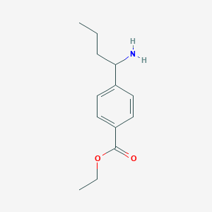 molecular formula C13H19NO2 B8571295 Ethyl 4-(1-aminobutyl)benzoate 