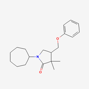 molecular formula C20H29NO2 B8571313 1-Cycloheptyl-3,3-dimethyl-4-(phenoxymethyl)pyrrolidin-2-one 