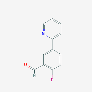 molecular formula C12H8FNO B8571325 2-Fluoro-5-(pyridin-2-yl)benzaldehyde 