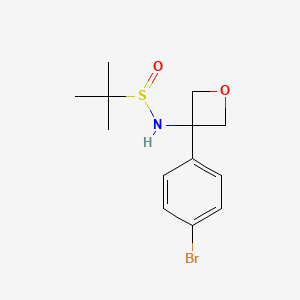 molecular formula C13H18BrNO2S B8572327 N-(3-(4-bromophenyl)oxetan-3-yl)-2-methylpropane-2-sulfinamide 