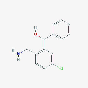 molecular formula C14H14ClNO B8572946 Benzenemethanol,2-(aminomethyl)-5-chloro-a-phenyl- 
