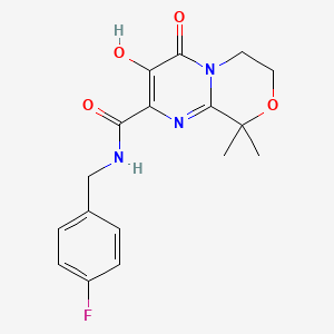 molecular formula C17H18FN3O4 B8573492 N-(4-Fluorobenzyl)-3-hydroxy-9,9-dimethyl-4-oxo-4,6,7,9-tetrahydropyrimido[2,1-c][1,4]oxazine-2-carboxamide 