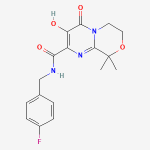 N-[(4-fluorophenyl)methyl]-3-hydroxy-9,9-dimethyl-4-oxo-6,7-dihydropyrimido[2,1-c][1,4]oxazine-2-carboxamide
