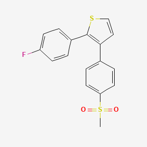 molecular formula C17H13FO2S2 B8573584 2-(4-Fluorophenyl)-3-(4-methylsulfonylphenyl)thiophene CAS No. 88149-87-5