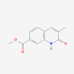 molecular formula C12H11NO3 B8573821 Methyl 3-methyl-2-oxo-1,2-dihydroquinoline-7-carboxylate 