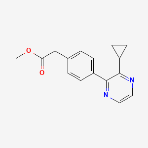 molecular formula C16H16N2O2 B8573842 Methyl 2-(4-(3-cyclopropylpyrazin-2-yl)phenyl)acetate 