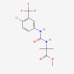molecular formula C13H14ClF3N2O3 B8574481 Propanoic acid, 2-((((4-chloro-3-(trifluoromethyl)phenyl)amino)carbonyl)amino)-2-methyl-, methyl ester CAS No. 70842-02-3