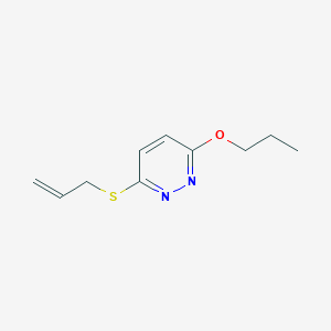 molecular formula C10H14N2OS B8574521 Pyridazine, 3-(2-propenylthio)-6-propoxy- CAS No. 231946-33-1