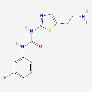 molecular formula C12H13FN4OS B8575004 N-[5-(2-Aminoethyl)-1,3-thiazol-2-yl]-N'-(3-fluorophenyl)urea CAS No. 875798-65-5
