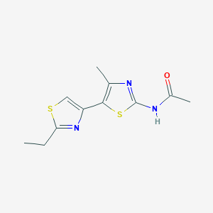 molecular formula C11H13N3OS2 B8575496 N-[5-(2-ethyl-1,3-thiazol-4-yl)-4-methyl-1,3-thiazol-2-yl]acetamide 